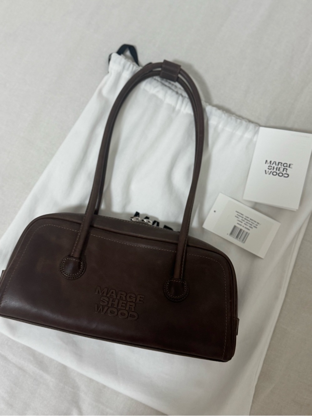Marge Sherwood Soft Boston EW Shoulder Bag in Washed Brown